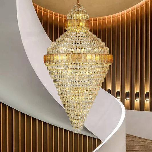 Decorbites™ Elegante Duplex-Kristall-Leuchter Spiraltreppe Hohe Wohnzimmerbeleuchtung