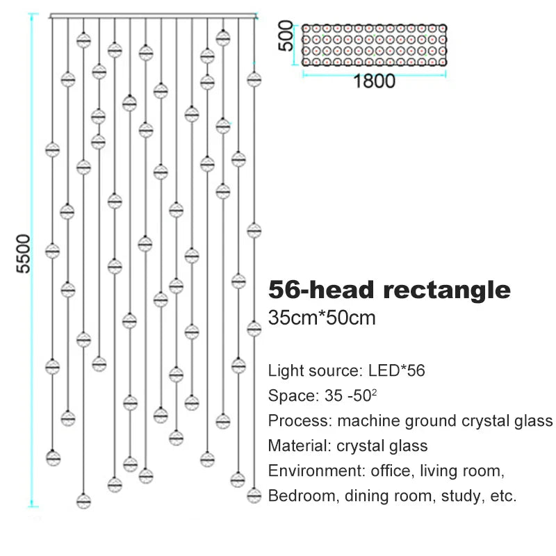 DecorBites™ Crystal Ceiling Chandelier for Staircase & Hallway, Elegant Long Cable Pendant Light