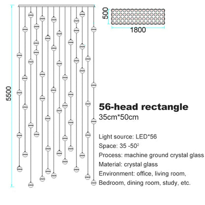 DecorBites™ Crystal Ceiling Chandelier for Staircase & Hallway, Elegant Long Cable Pendant Light