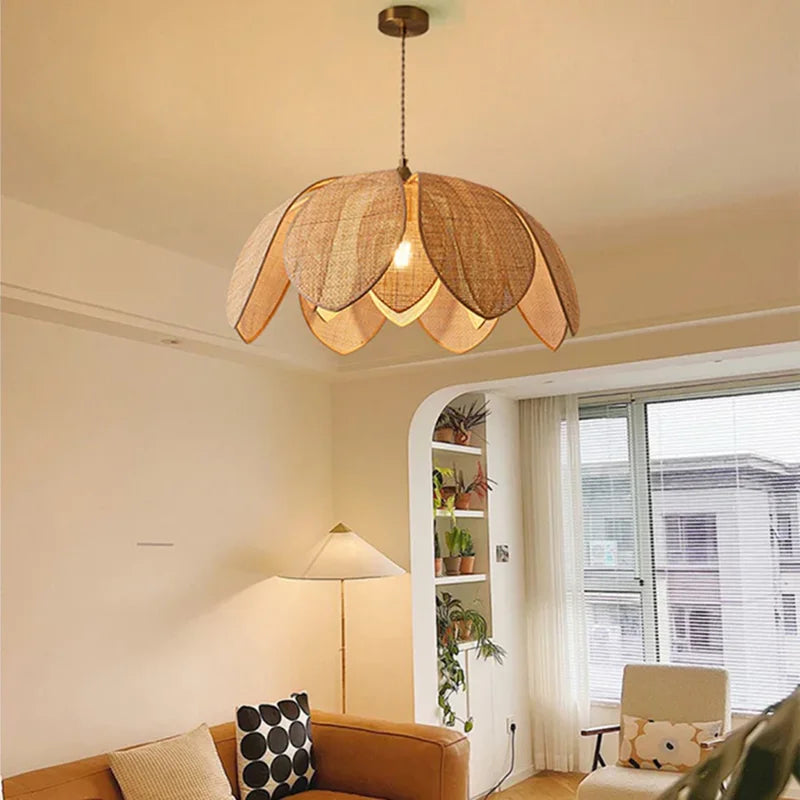 Decorbites™ Handgefertigte Rattan-Blütenblüten-Pendelleuchte mit chinesischem Stil-Design für Wohn- und Esszimmer