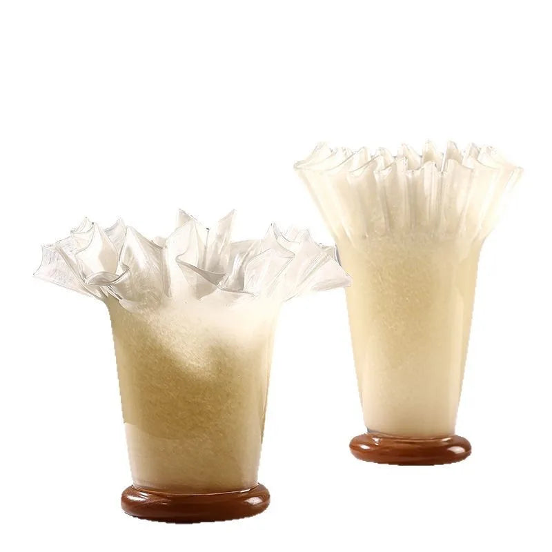 Decorbites™ Große Glasvase mit Lotosblatt-Rand für die Heimdekoration