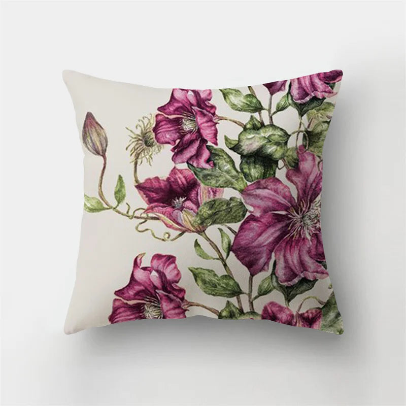 Decorbites™ Reh-Tier Kurz-Plüsch-Kissenbezug mit natürlichen Blättern und Blumen