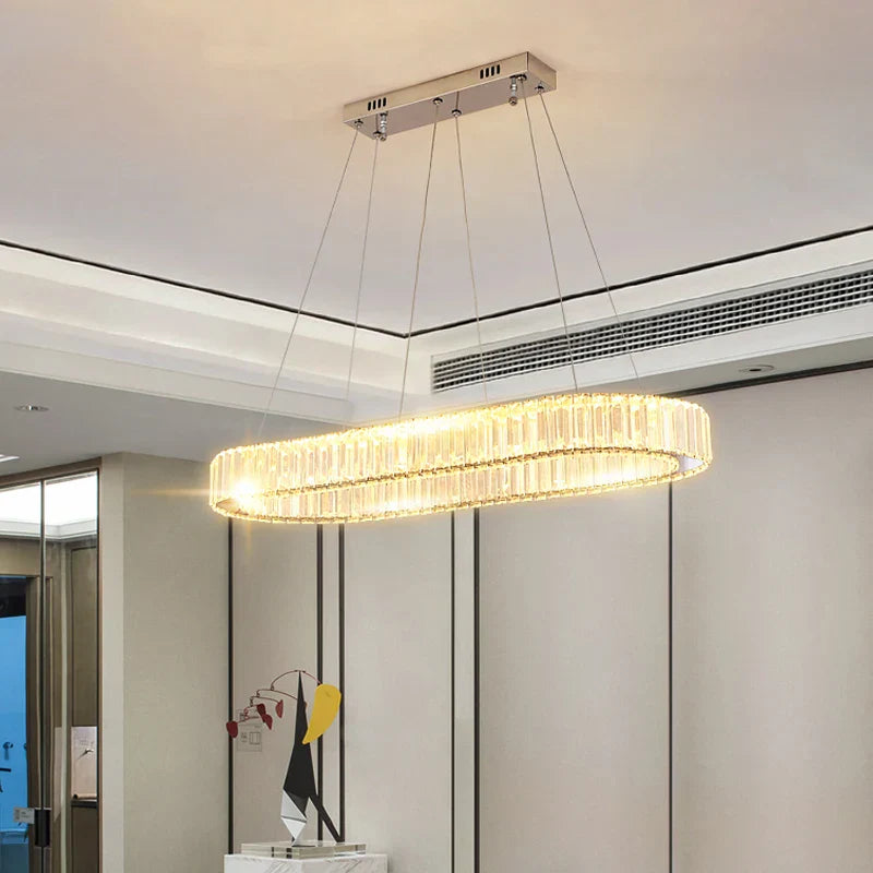 Decorbites™ Kristall-Oval-LED-Kronleuchter: Luxuriöse Leuchtarmatur für das Wohnzimmer – Modernes Design