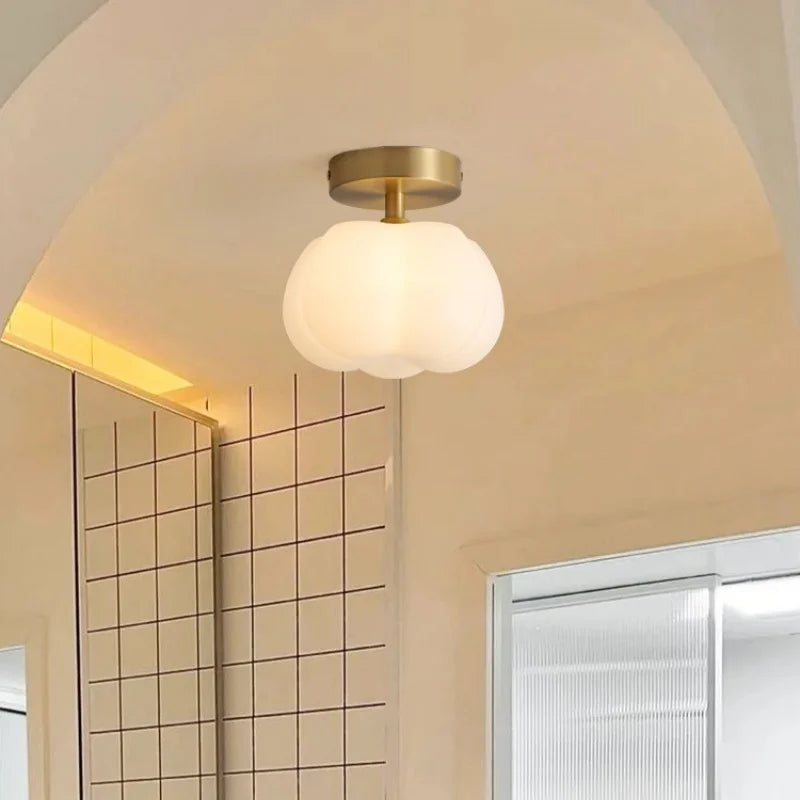 Decorbites™ Baumwoll-Form LED-Deckenleuchte – Creme. Nordischer Stil, Flur Balkon Veranda Licht.