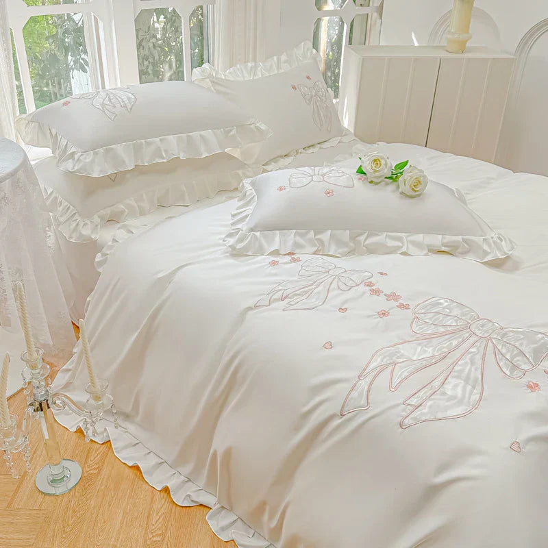 Decorbites™ Eis-Seide-Bestickte Rüschen-Bettwäsche-Set mit kühlendem und hautfreundlichem Gefühl