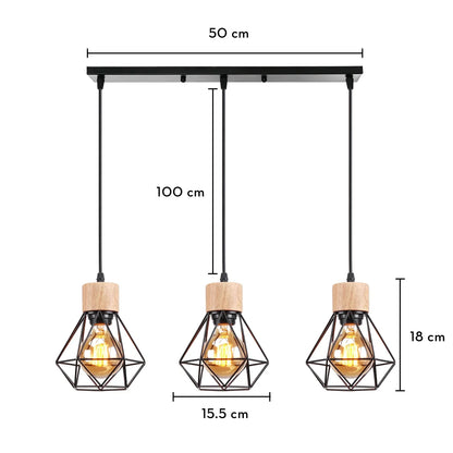 Decorbites™ Industrielle Holz-Hängeleuchte für Esszimmer Wohnzimmer Küche LED-Leuchte