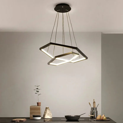 Decorbites™ Sechseckige Aluminium LED Hängelampe dimmbar minimalistischer Kronleuchter für Wohnzimmer Schlafzimmer