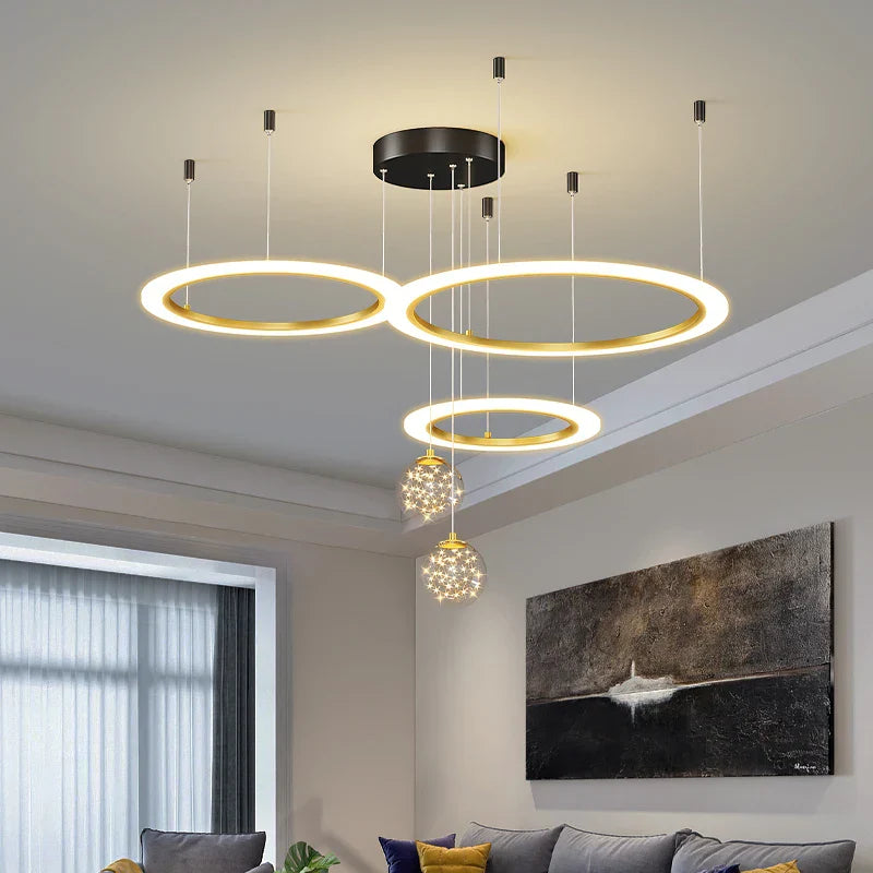 DecorBites™ Circle Ring Pendant Light Chandelier Modern Living Room Bedroom Lamps Ceiling Luminaire