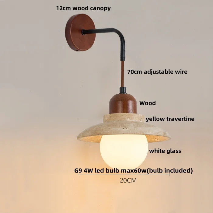 DecorBites™ Adjustable LED Wall Sconce Yellow Travertine Stair Light Fixture for Home Decor