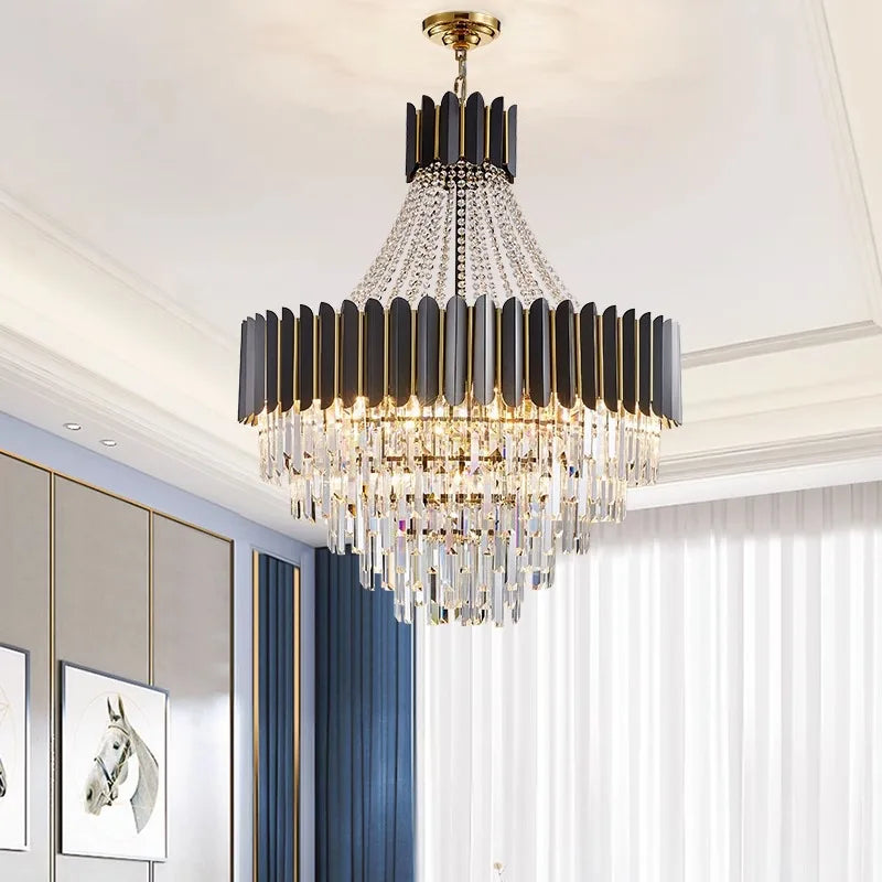 Decorbites™ Kristall-LED-Kronleuchter in Schwarz-Gold-Finish für das Esszimmer