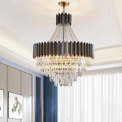 Decorbites™ Kristall-LED-Kronleuchter in Schwarz-Gold-Finish für das Esszimmer