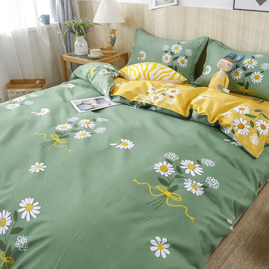 Decorbites™ Gitterpflanzen Geometrisches Muster Bettwäsche-Set mit Laken und Kissen