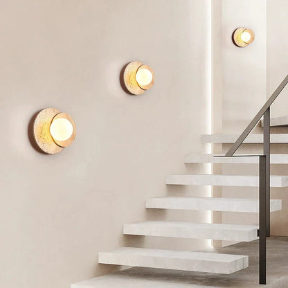 DecorBites™ Cream Style LED Wall Lamp for Bedroom, Soft Light Wood Stone Design