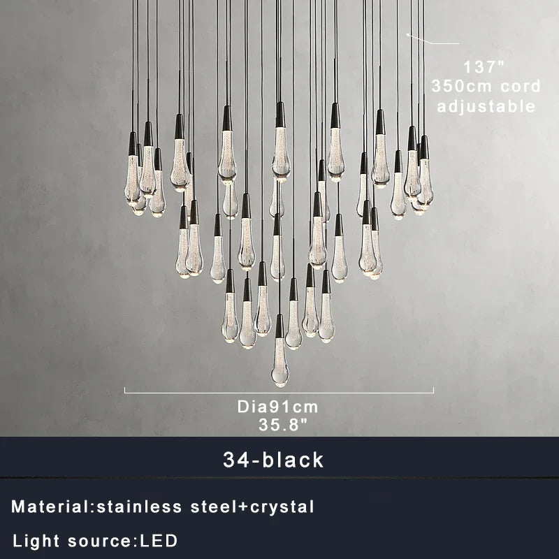 DecorBites™ Crystal Water-drop Ceiling Chandelier: Elegant Dining Table Lighting Fixture