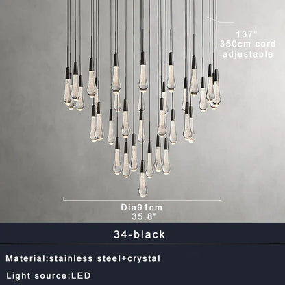 DecorBites™ Crystal Water-drop Ceiling Chandelier: Elegant Dining Table Lighting Fixture