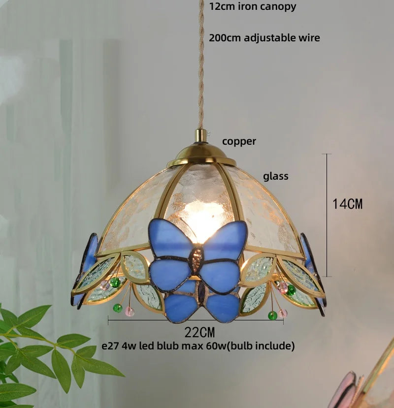 Decorbites™ Klar-Glas-LED-Pendantleuchte Tiffany-Schmetterling Hängelampe