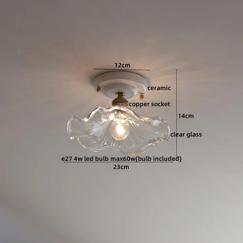 DecorBites™ LED Canopy Ceiling Light Glass Copper Luminaria De Teto