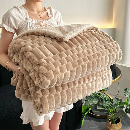DecorBites™ Double-Layer Lamb Plush Throw Blanket for Home and Travel