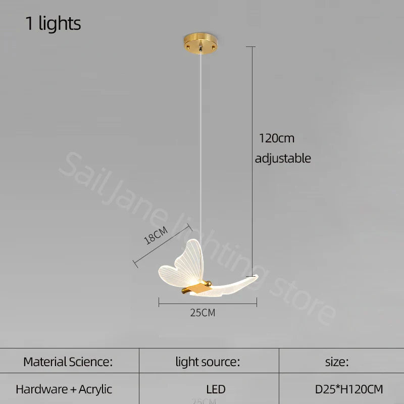 Decorbites™ Goldene Schmetterlings-LED-Kronleuchter: Modernes nordisches stilvolles Innenbeleuchtung für Wohnzimmer, Schlafzimmer und Küche.