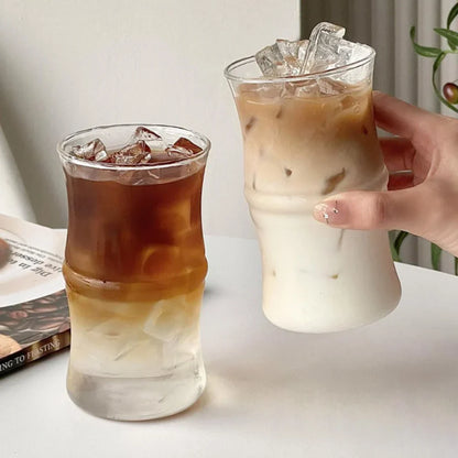 Decorbites™ Glas Bambus-Knoten-Becher – Süßer klarer Glas-Kaffeebecher für heiße oder kalte Getränke