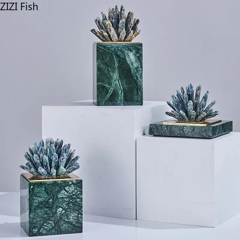 Decorbites™ Kristallblumen-Marmor-Basen-Skulptur: Modernes Kunstwerk für die Wohnzimmer-Dekoration