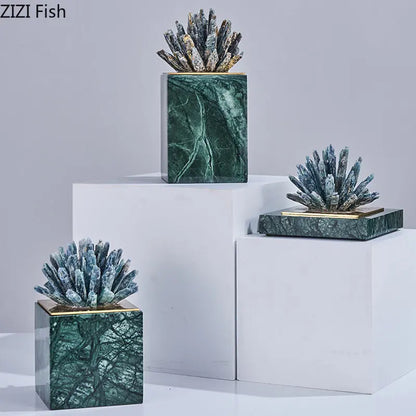 Decorbites™ Kristallblumen-Marmor-Basen-Skulptur: Modernes Kunstwerk für die Wohnzimmer-Dekoration