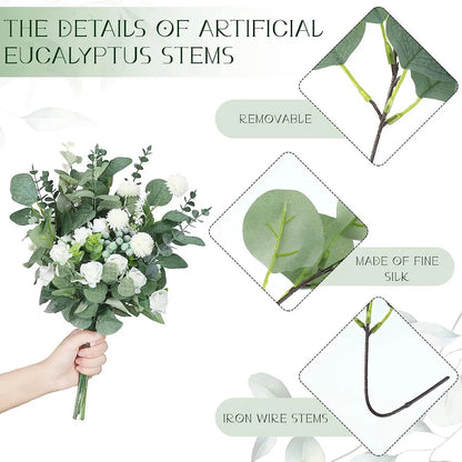 DecorBites™ 30pcs Artificial Flower Plants Green Stem Combo for DIY Bouquet & Event Decor