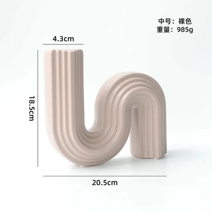 DecorBites™ Geometric Ceramic Vase | S Shape Desk Decor | Home Decoration Accessories