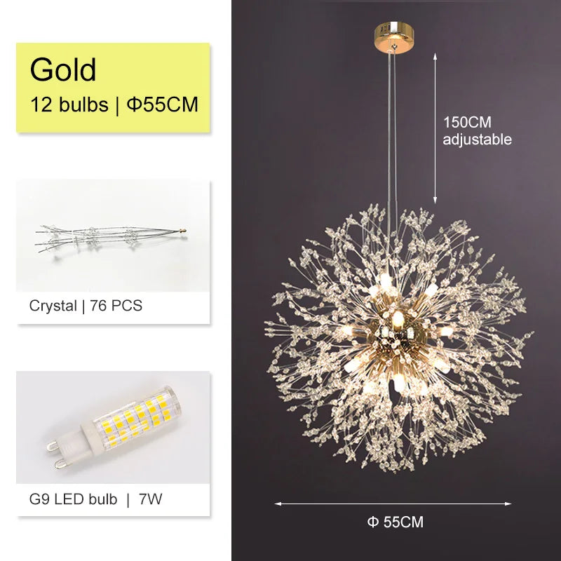 Decorbites™ Dandelion-Lüster: Luxuriöse Kristall-Hängeleuchte für Wohnzimmer und Schlafzimmer