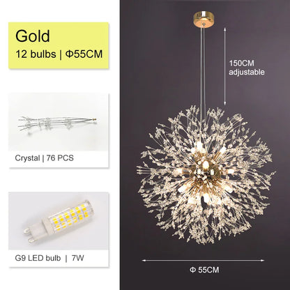 Decorbites™ Dandelion-Lüster: Luxuriöse Kristall-Hängeleuchte für Wohnzimmer und Schlafzimmer