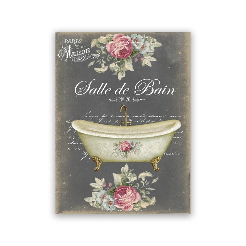 Affiche minimalistes WC et salle de bain Prints French Bathroom Rules Quote Poster Canvas Painting Toilet Bathroom Wall Decor