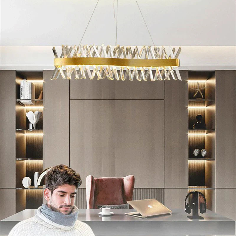 Decorbites™ Gold Metall S-förmige LED-Hängeleuchte für luxuriöse Wohn- und Essbereiche