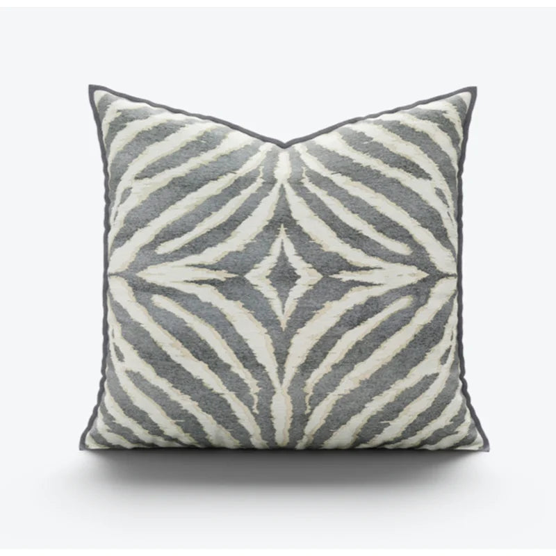 DecorBites™ Gold Zebra Pattern Jacquard Pillow Cover - Modern Luxury Decor