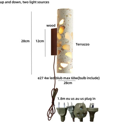 Decorbites™ LED-Wandleuchten für Esszimmer, Treppe, Schlafzimmer, Stein, Terrazzo, Holz – Wabi-Sabi-Ästhetik