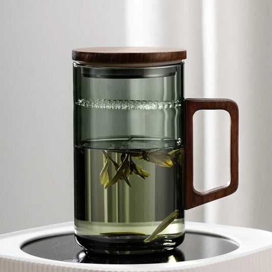 Decorbites™ Glas-Teetassen-Set mit Holzgriff und Mondfilter