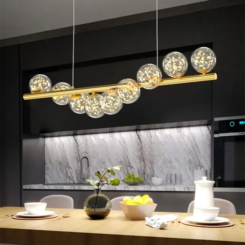 Decorbites™ Glas-Kugel-G9-LED-Langleuchter für Esszimmer, Küche und Bürobeleuchtung