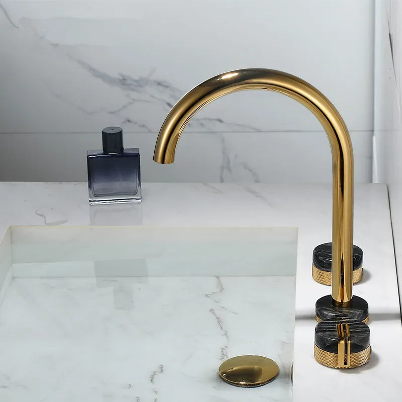 Gold Marble Widespread Faucet