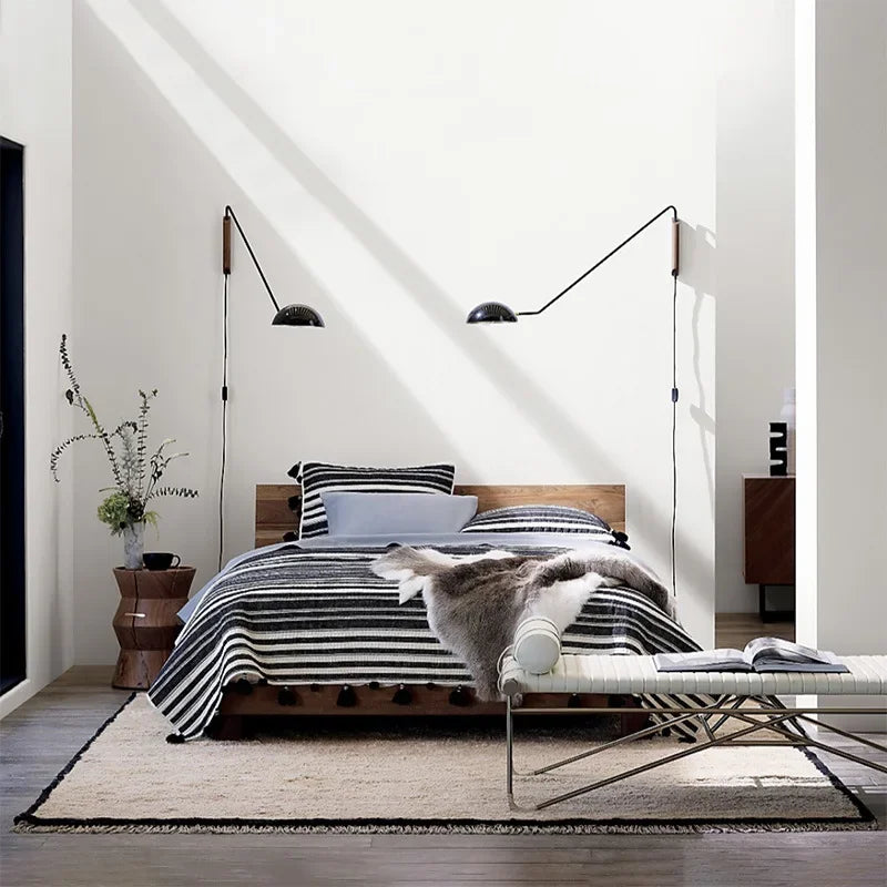 Decorbites™ verstellbare Metall-Holzwandlampe LED E27 Schwenkarm-Wandleuchte für das Wohnzimmer