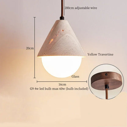 Decorbites™ Glas-Stein-LED-Pendantleuchten - Gelber Travertin Vintage-Hängeleuchte