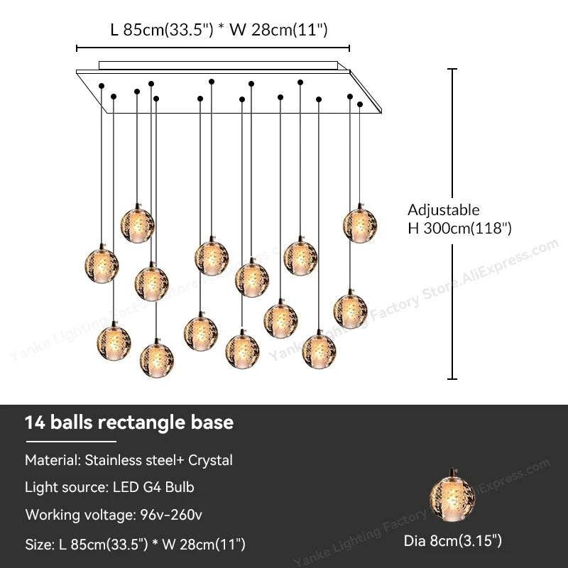 Decorbites™ Kristall-Blase-Ball-Hängeleuchte für Heimdekoration und Gastgewerberäume