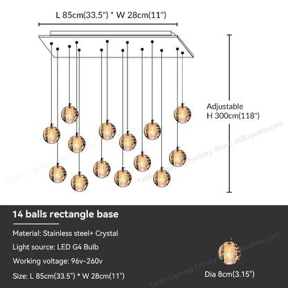 Decorbites™ Kristall-Blase-Ball-Hängeleuchte für Heimdekoration und Gastgewerberäume
