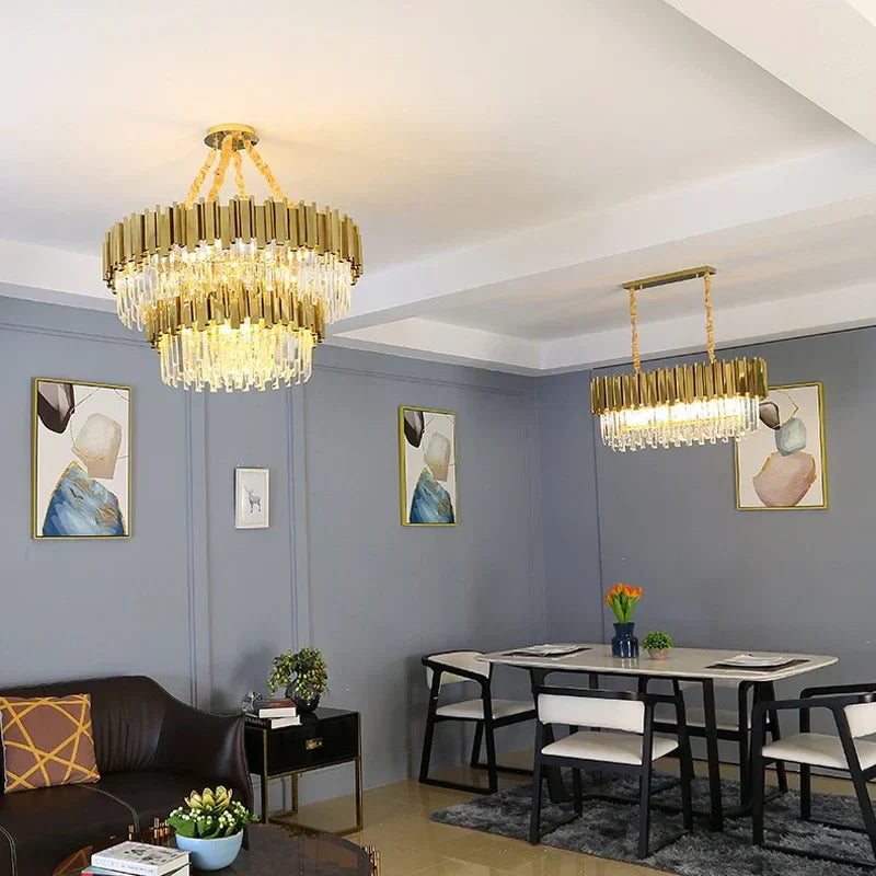 DecorBites™ Crystal Oval Ceiling Chandelier LED Lights Bedroom Living Room Lighting