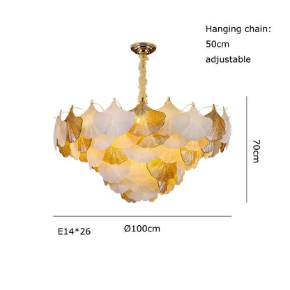 DecorBites™ Ginkgo Gold LED Chandelier Fixture for Living Room