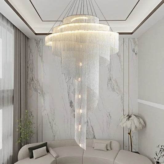 Decorbites™ Gold Quaste LED-Kronleuchter für hohe Decken – Elegante Beleuchtung für die Hausdekoration