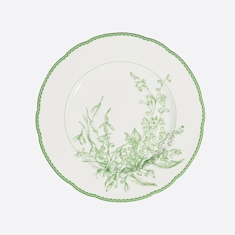 Green Floral Dinner Plate