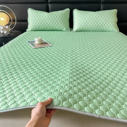 DecorBites™ 4mm Latex Filled Bed Mat & Pillowcase Set - Cooling Ice Silk Sleep Mats