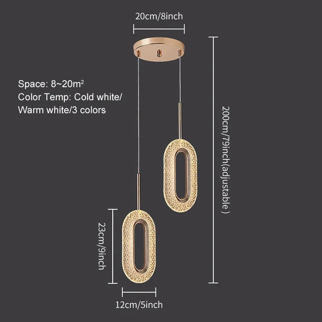 Decorbites™ Kristall-Oval-Goldring-Anhänger-Lampe-Kronleuchter für Wohnzimmer & Schlafzimmer