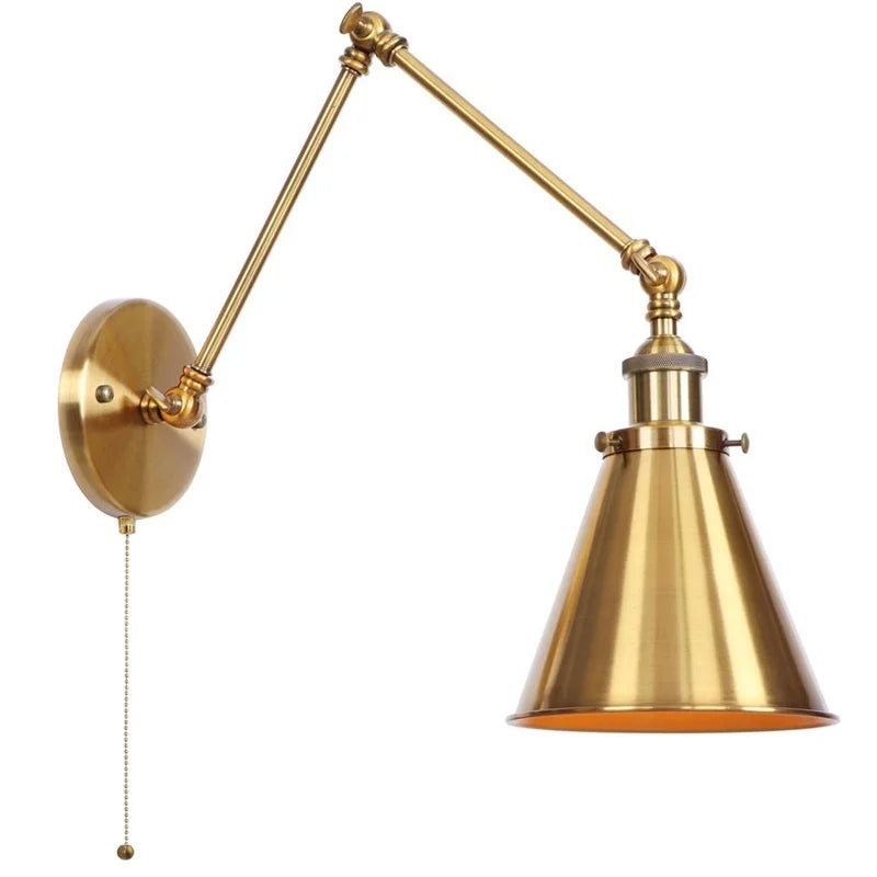 DecorBites™ LED Long Arm Wall Lamp with Pull Chain Switch for Home Hotel Bathroom