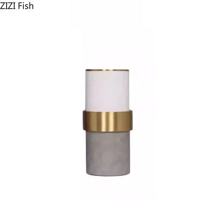 DecorBites™ Gold Cylinder Vase Leather Desk Decor Artificial Flower Arrangement