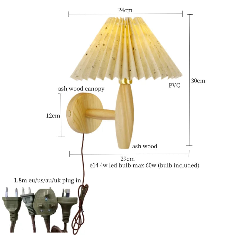 Decorbites™ Khakifarbene PVC-LED-Wandleuchte | Dekoration für Loft-Wohnzimmer | Vintage-Design aus Walnussholz
